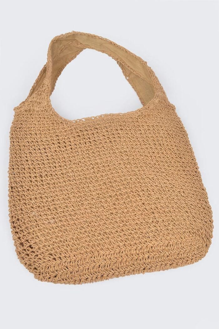 Faux straw hobo bag