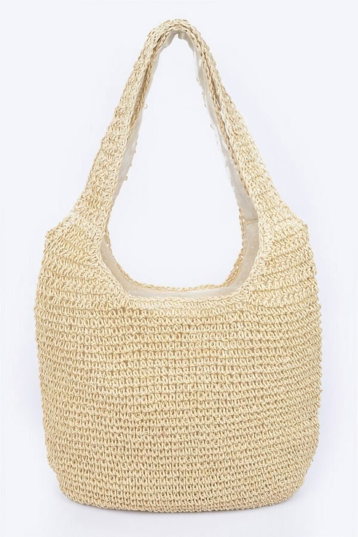 Faux straw hobo bag