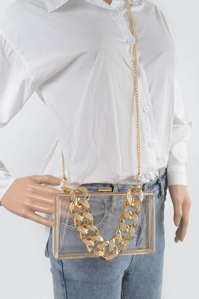 Transparent hard case w/stoned chain
