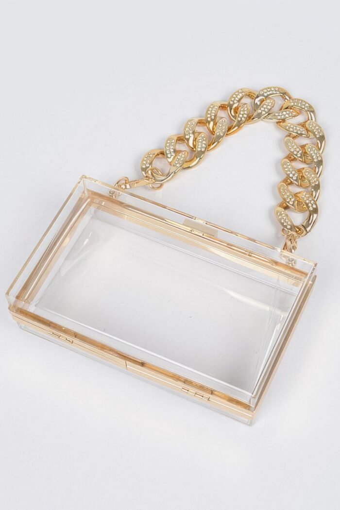 Transparent hard case w/stoned chain