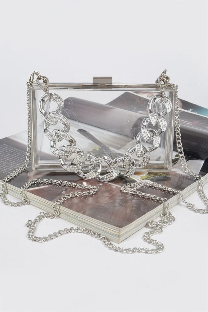 Transparent hard case w/stoned chain