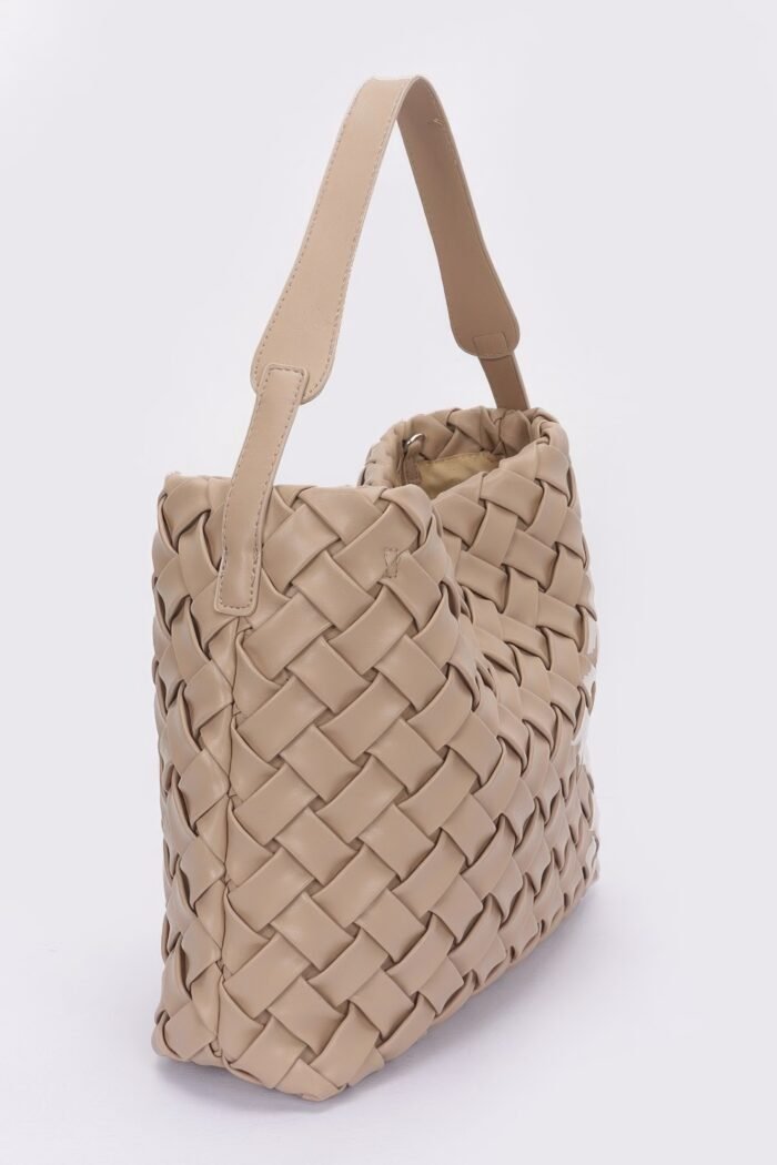 Faux leather braided embossed hobo bag
