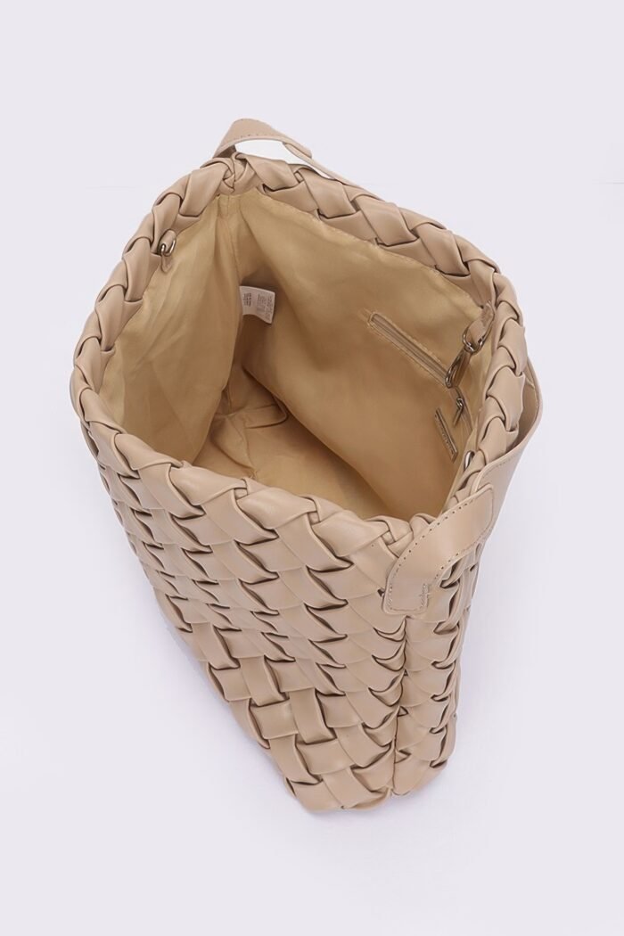 Faux leather braided embossed hobo bag