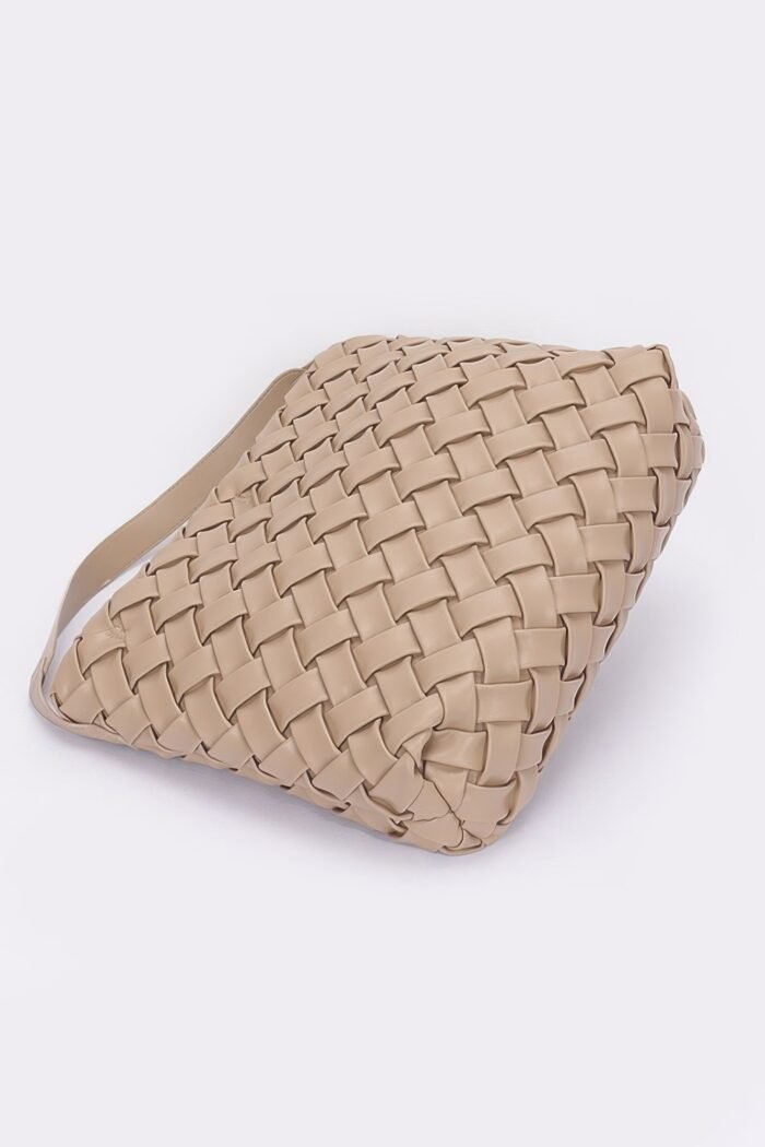 Faux leather braided embossed hobo bag