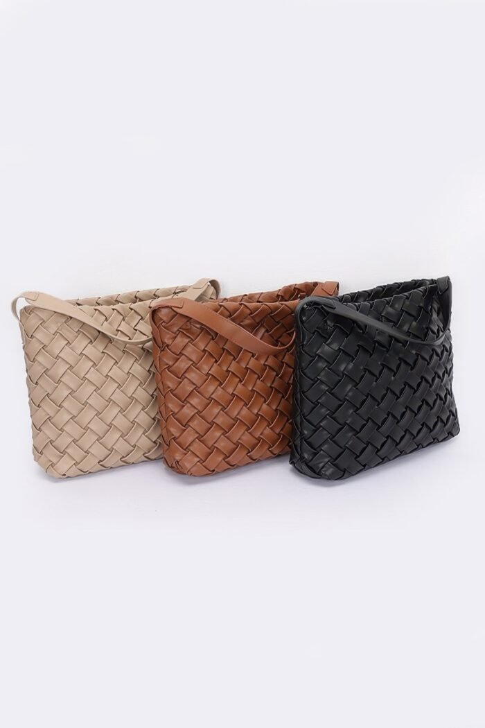 Faux leather braided embossed hobo bag