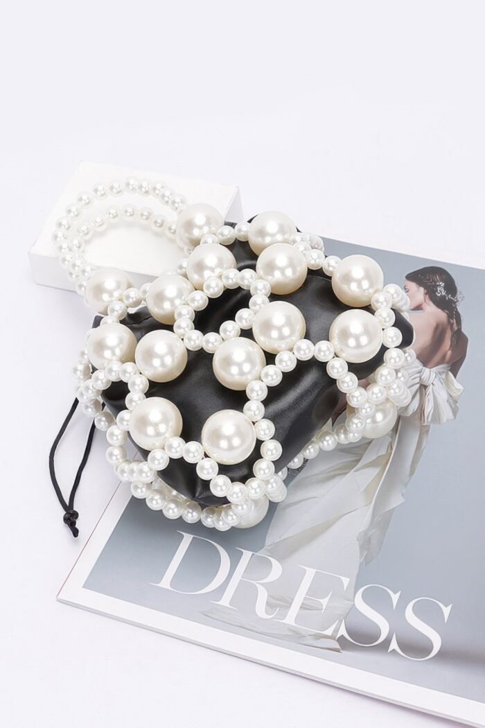 Faux pearl party clutch w/pouch
