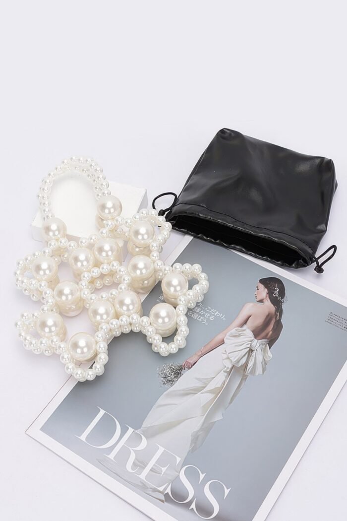 Faux pearl party clutch w/pouch