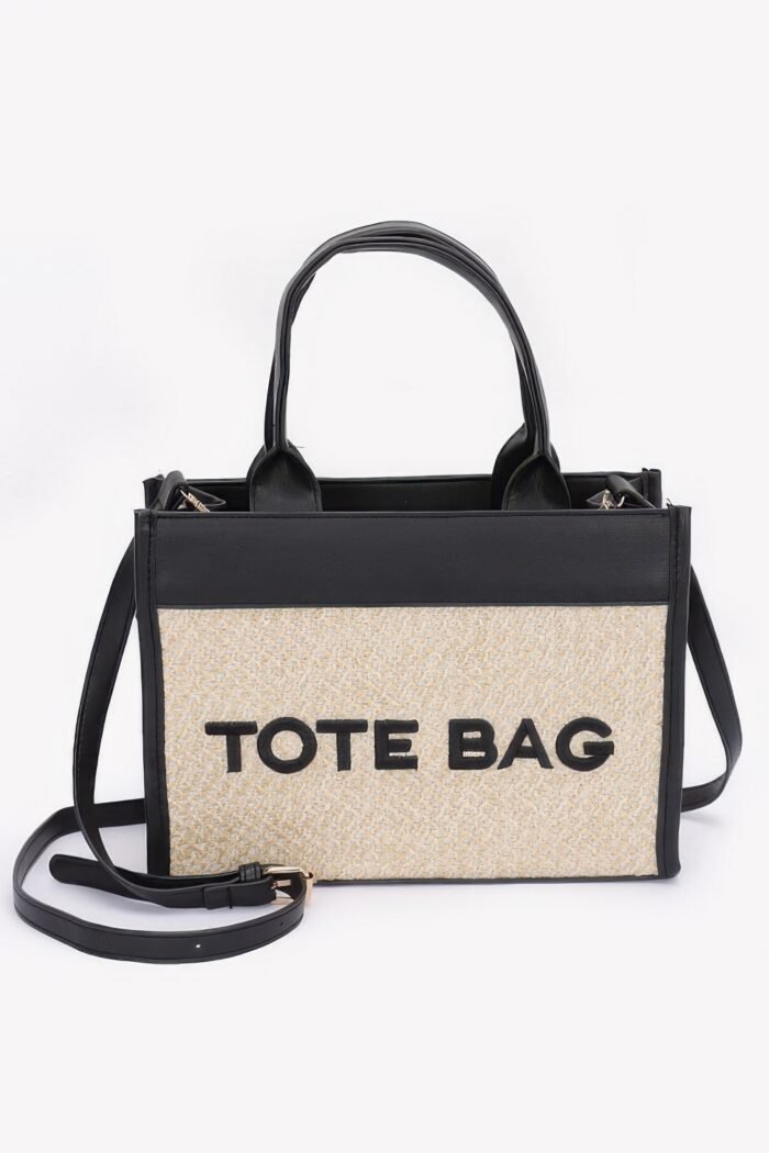 Faux straw tote bag