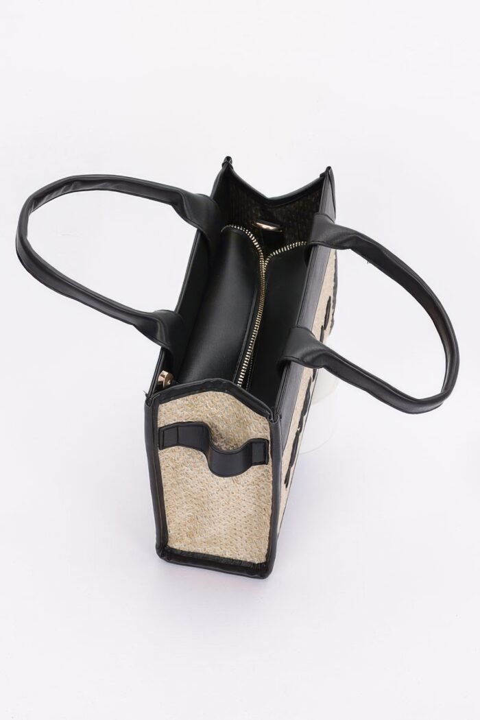 Faux straw tote bag