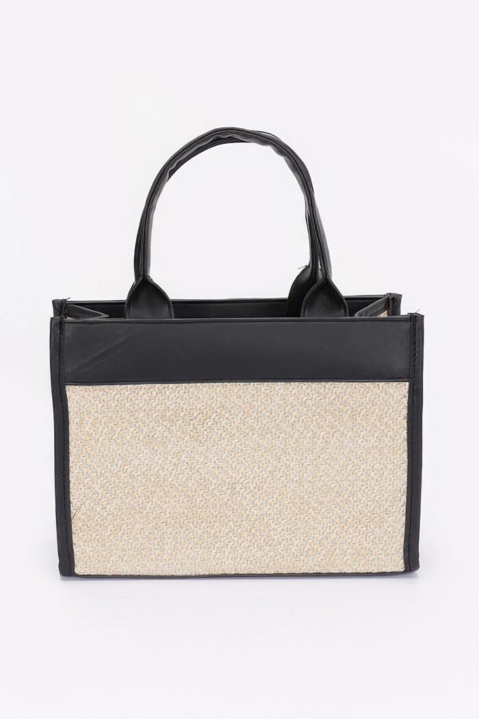 Faux straw tote bag