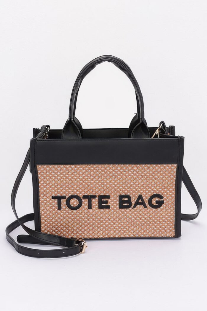 Faux straw tote bag