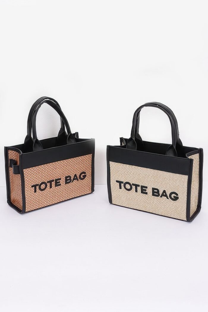 Faux straw tote bag