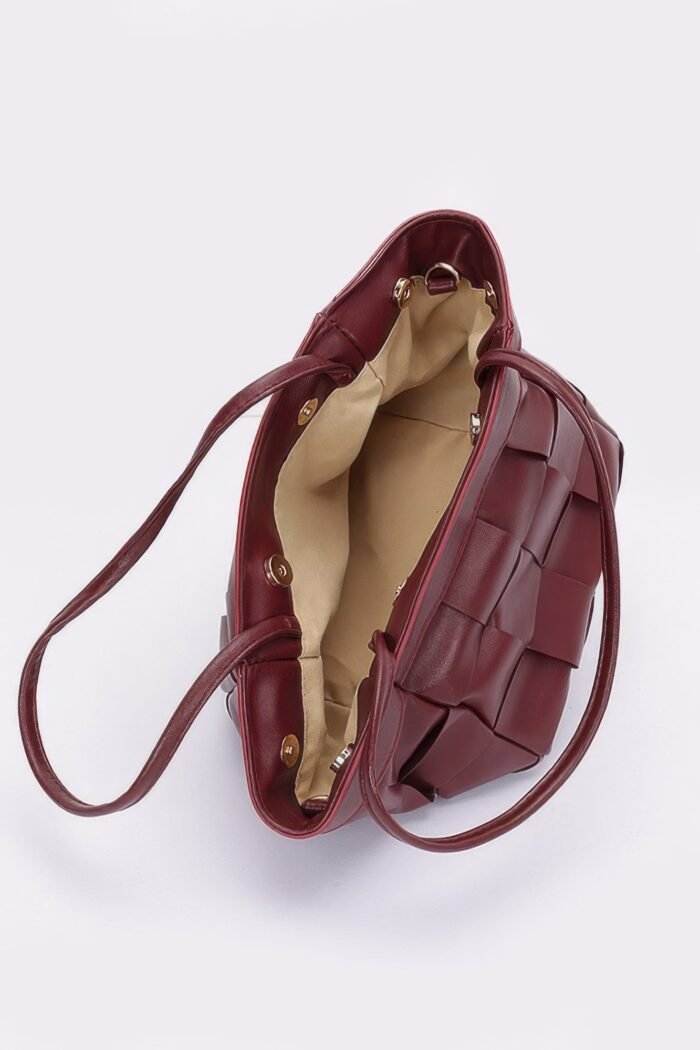 Faux leather braided tote bag