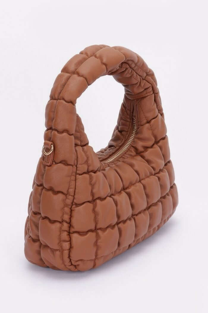Quilted faux leather padded hobo bag