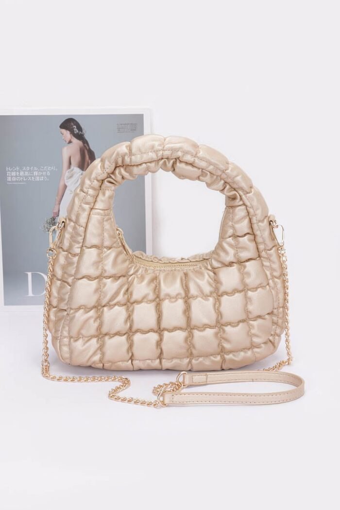 Quilted faux leather padded hobo bag