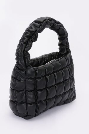 Quilted Faux Leather Padded Handle Bag Quilted Faux Leather Padded Handle Bag
