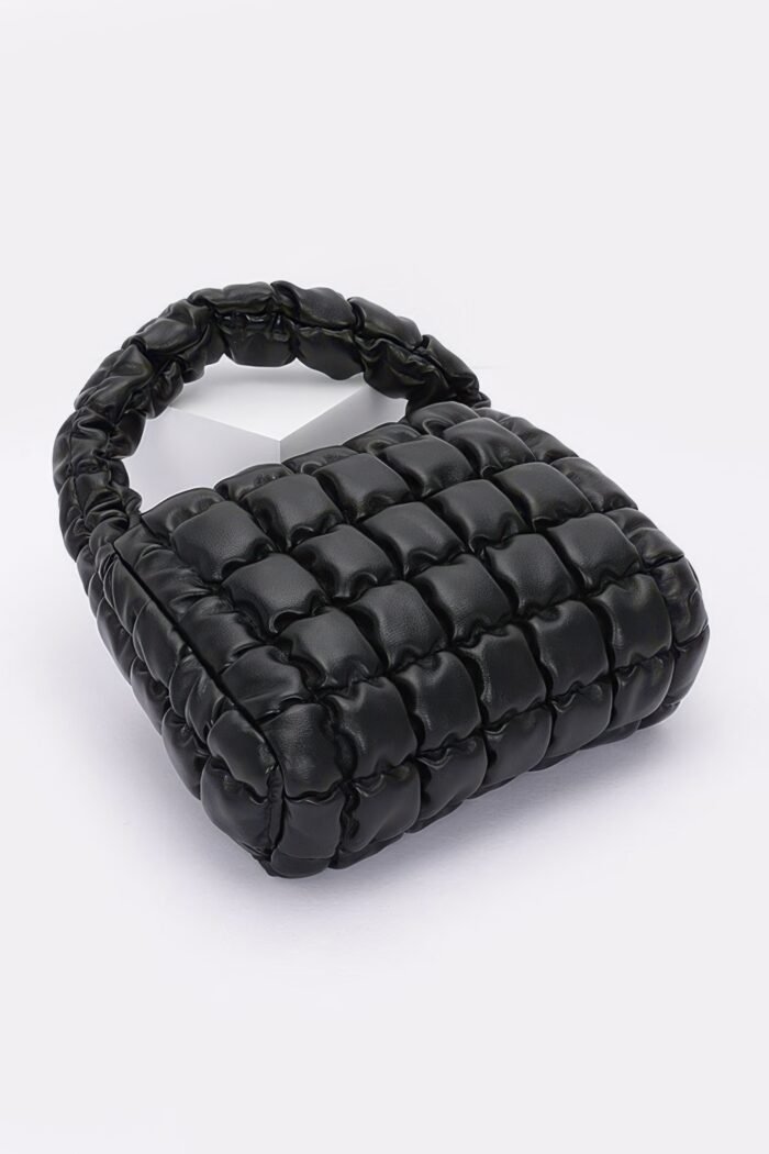 Quilted faux leather padded handle bag