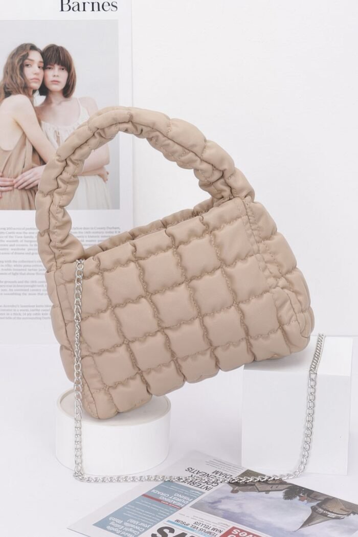 Quilted faux leather padded handle bag