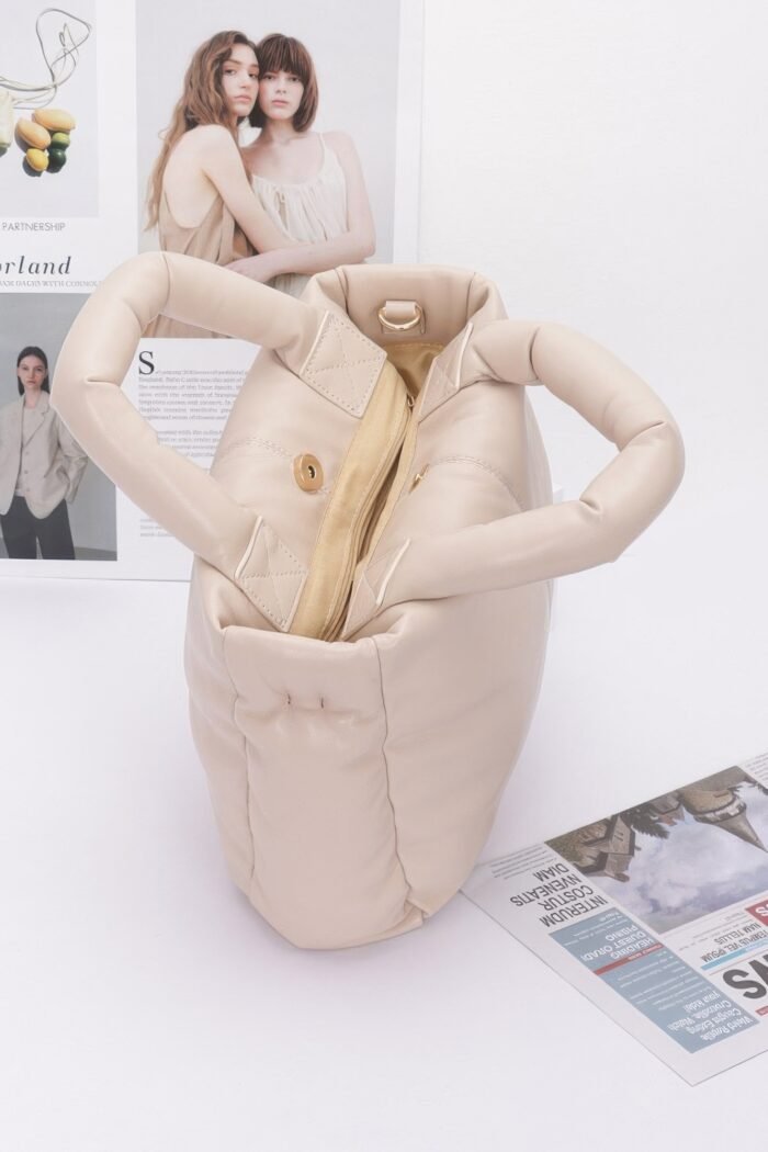 Faux leather padded tote bag