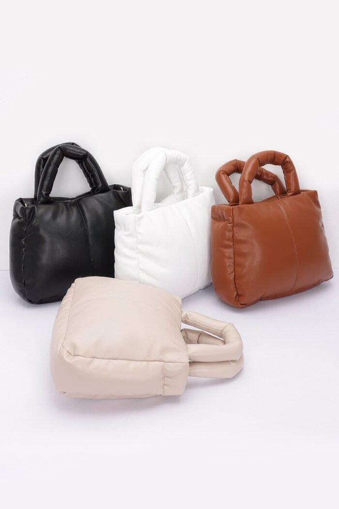 Faux leather padded tote bag