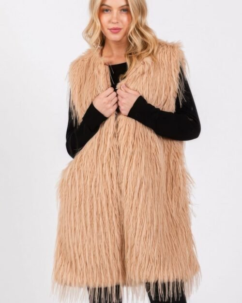faux fur pocket vest