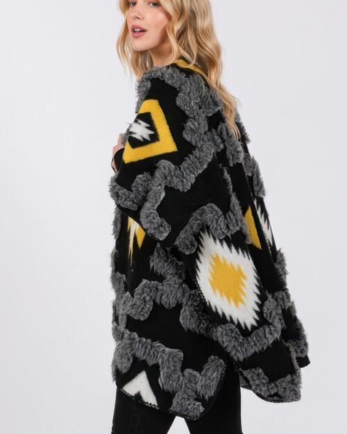 fuzzy aztec pattern kimono