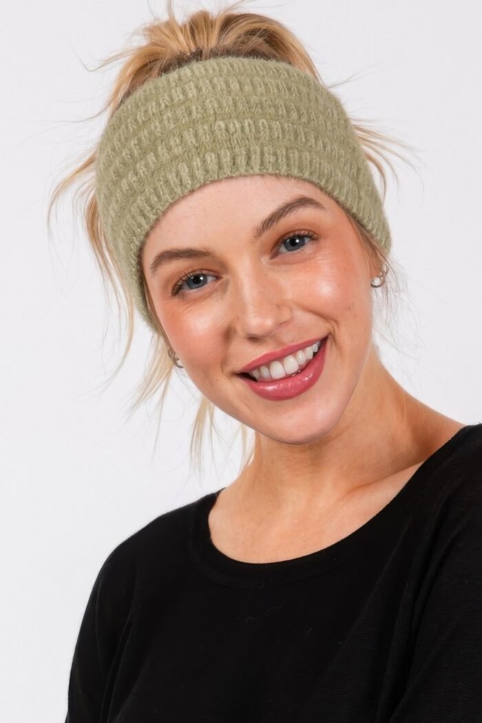Fuzzy cable knit headband