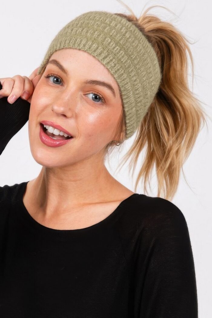 Fuzzy cable knit headband