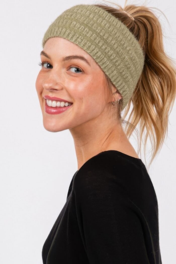 Fuzzy cable knit headband