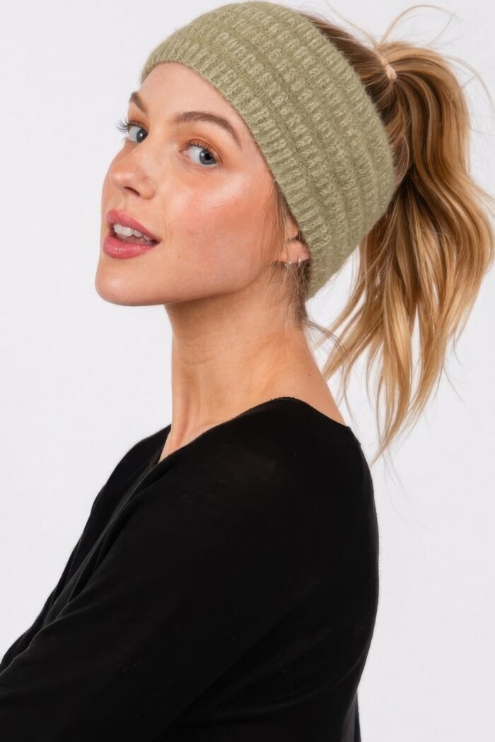 Fuzzy cable knit headband
