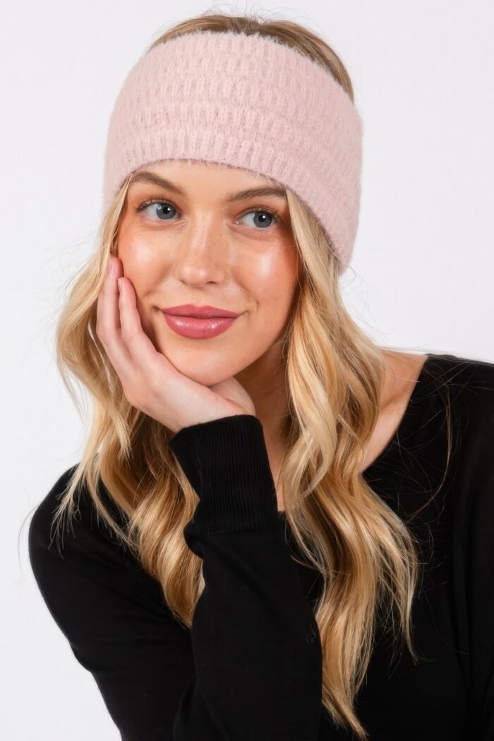 Fuzzy cable knit headband