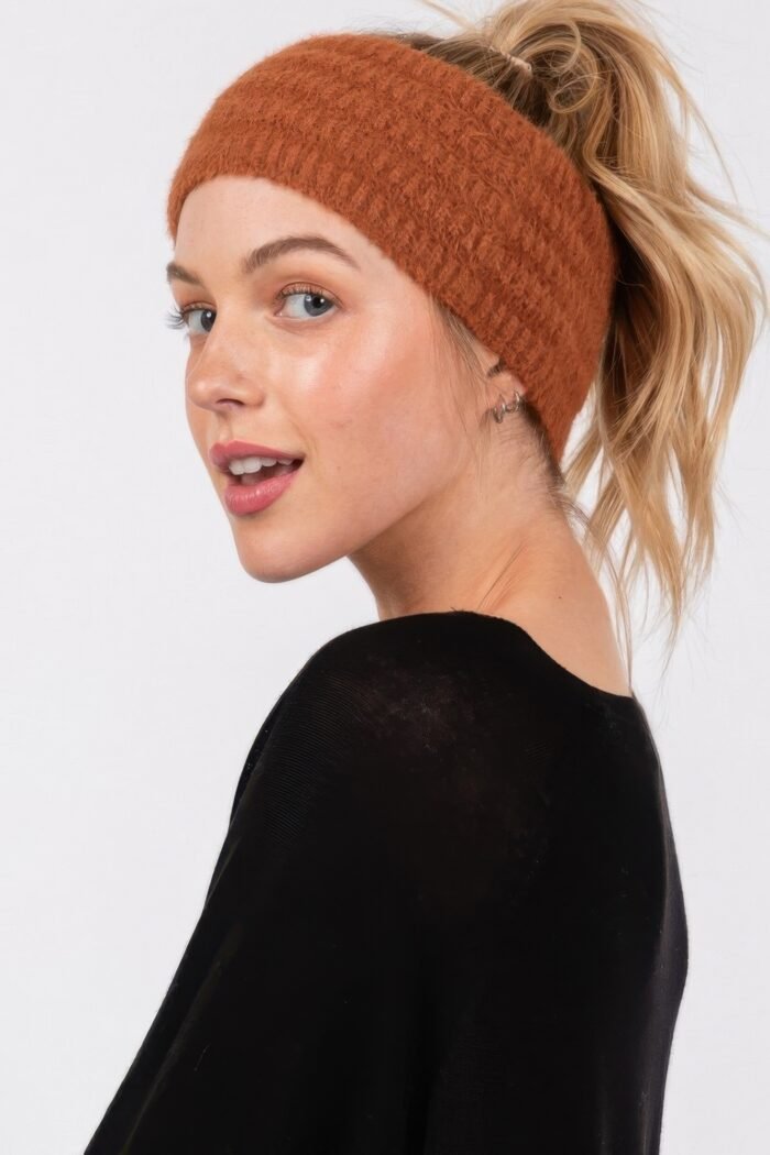 Fuzzy cable knit headband