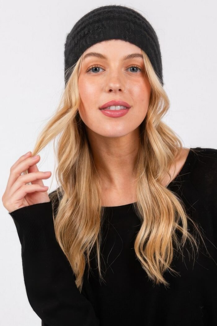 Fuzzy cable knit headband