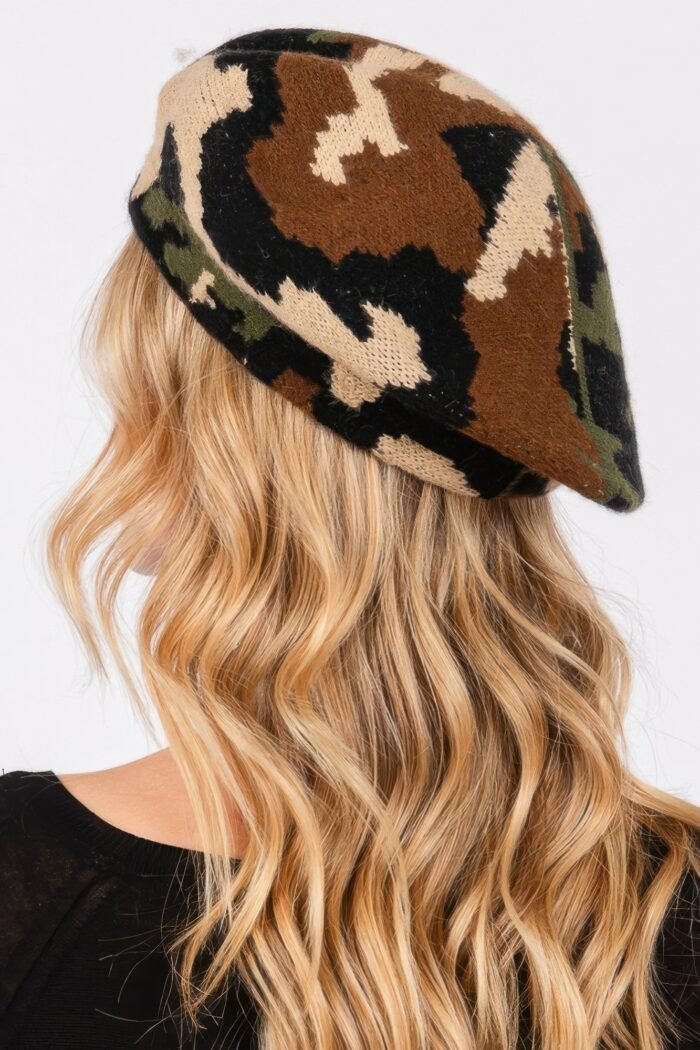 Camo knit beret