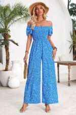 Dot Print Wide Leg Jumpsuit