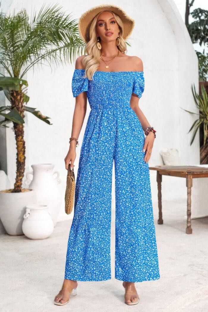 Dot print wide leg jumpsuit