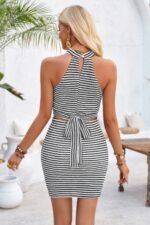 Two Pieces Halter Neck Striped Tube And Skirt Sets - Image 8