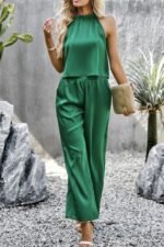 Sleeveless Solid Wide Leg Sets