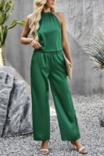 Two Pieces Sleeveless Solid Wide Leg Sets - Image 4