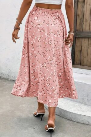 Plus Floral Print Drawstring Waist Fit Skirt Plus Floral Print Drawstring Waist Fit Skirt