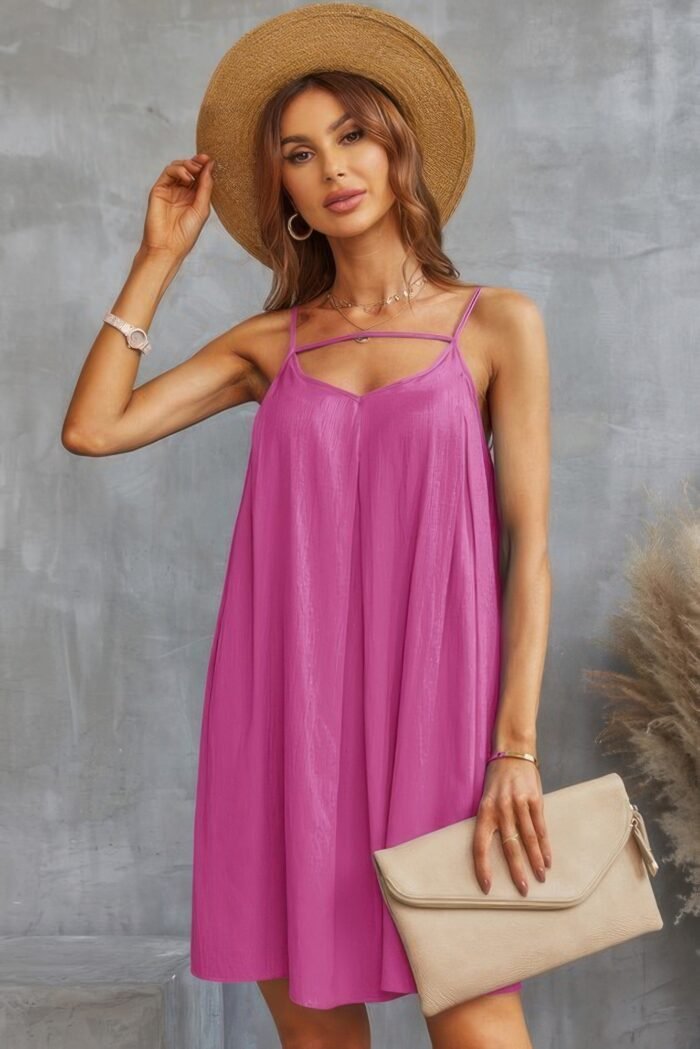 Sleeveless A Line Spaghetti Strap Dress - Image 5