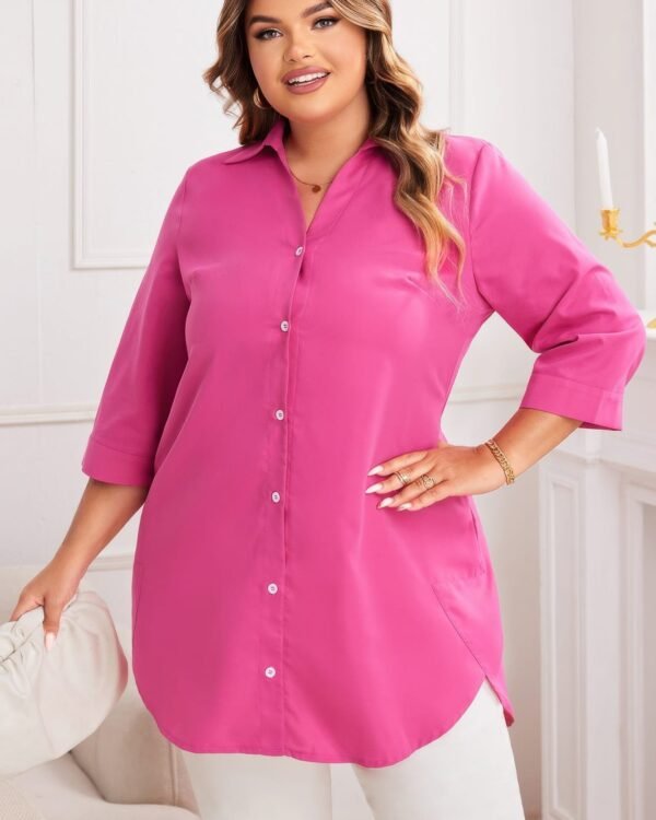 A Line Shirt Dress - Plus Loose Fit Pockets