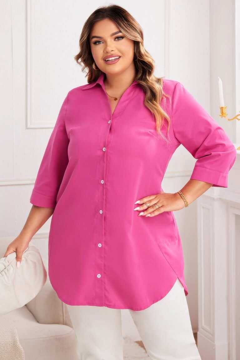 Plus a line button loose fit pockets solid dress - image 1