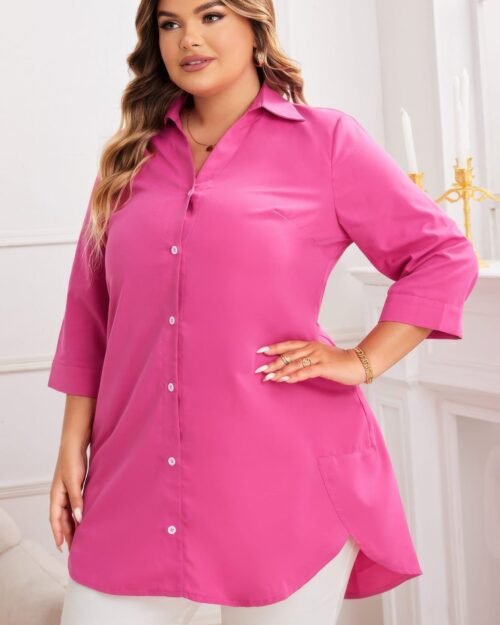 plus a line button loose fit pockets solid dress