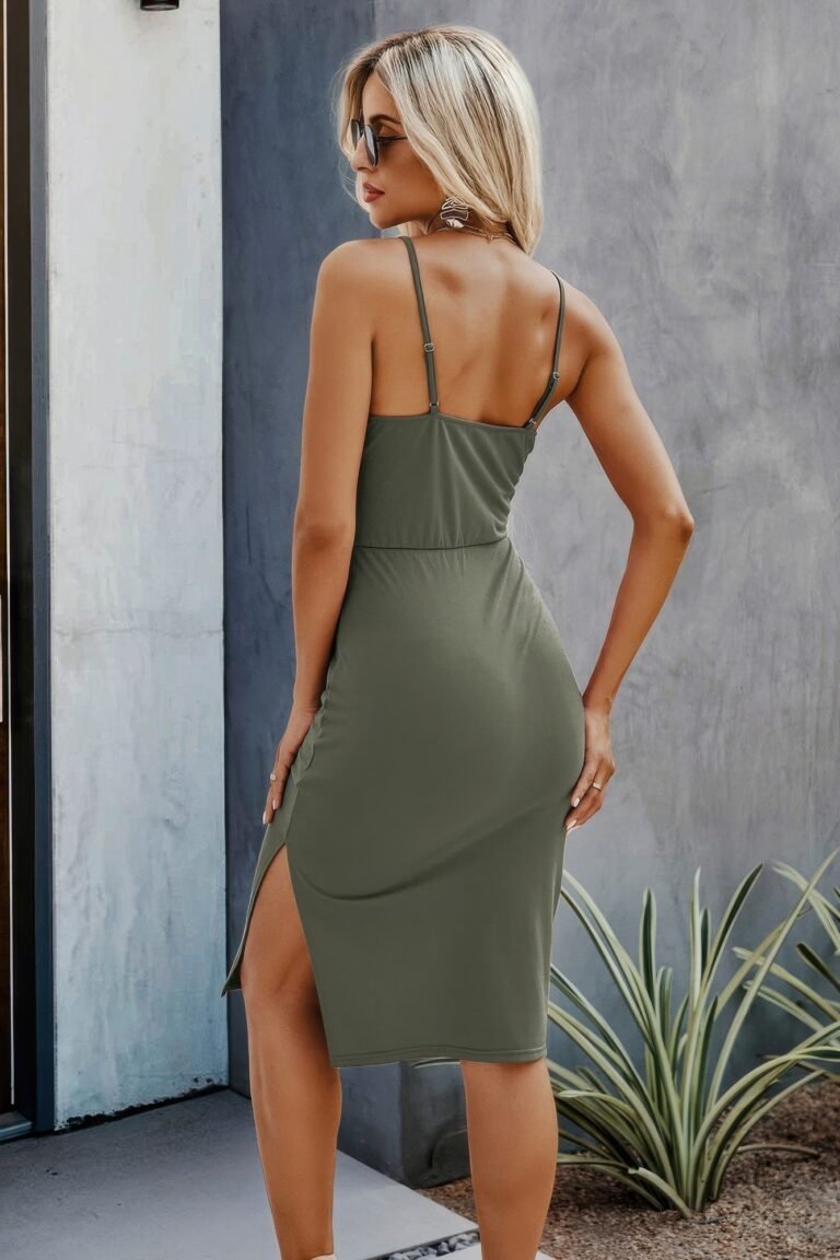 Slim spaghetti straps hollow out dress