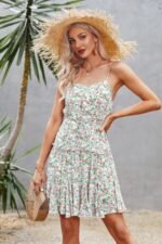 Floral Sleeveless A Line Ruffle Hem Mini Dress - Image 2