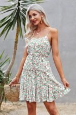 Floral Sleeveless A Line Ruffle Hem Mini Dress - Image 3
