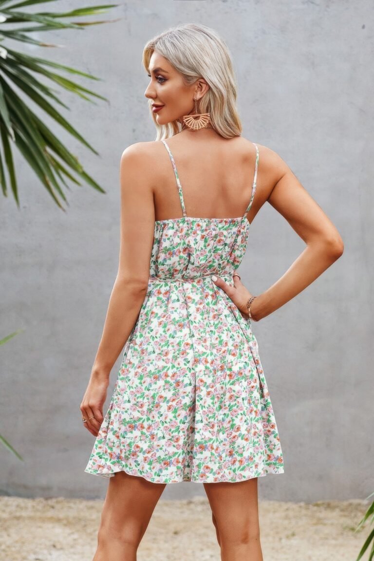 Floral sleeveless a line ruffle hem mini dress - image 4