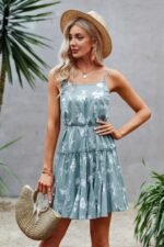 Floral Sleeveless A Line Ruffle Hem Mini Dress - Image 5