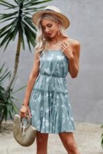 Floral Sleeveless A Line Ruffle Hem Mini Dress - Image 7